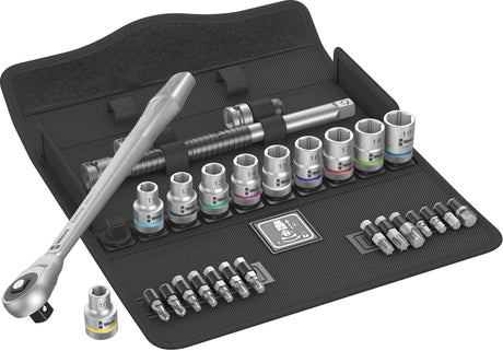 WERA Steckschlüsselsatz Zyklop Metal 28-tlg. 1/2 Zoll SW 10-19 mm mit 76 Zähnen