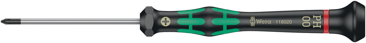 WERA Elektronik-Feinmechanik-Schraubendreher 2050 PH 1, Klingenlänge 80 mm, Kraftform-Micro-Griff
