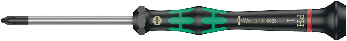 WERA Elektronik-Feinmechanik-Schraubendreher 2050 PH 1, Klingenlänge 80 mm, Kraftform-Micro-Griff