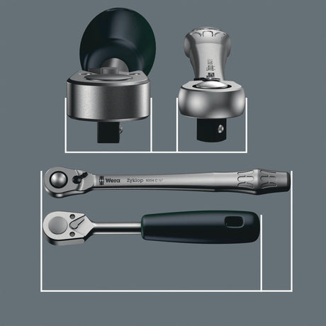 WERA Steckschlüsselsatz Zyklop Metal 28-tlg. 1/2 Zoll SW 10-19 mm mit 76 Zähnen