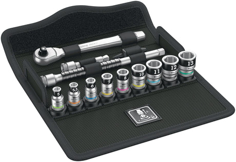 WERA Steckschlüsselsatz 8100 SA 7 Zyklop 28-tlg. 1/4 Zoll SW 5-13 mm mit 76-Zahn-Knarre