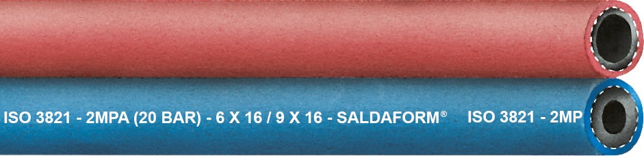 Zwillingsschlauch SALDAFORM® TEGUMA 50 m – für Acetylen und Sauerstoff, 20 bar, 6 mm Innen-Ø