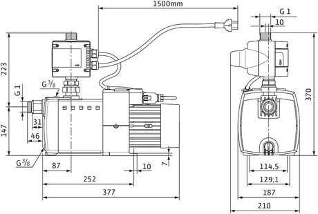 Wilo Hochdruck-Kreiselpumpe HiMulti 3 C 1-24 P, G1, 1x230V, 400W – Selbstansaugend mit HiControl 1
