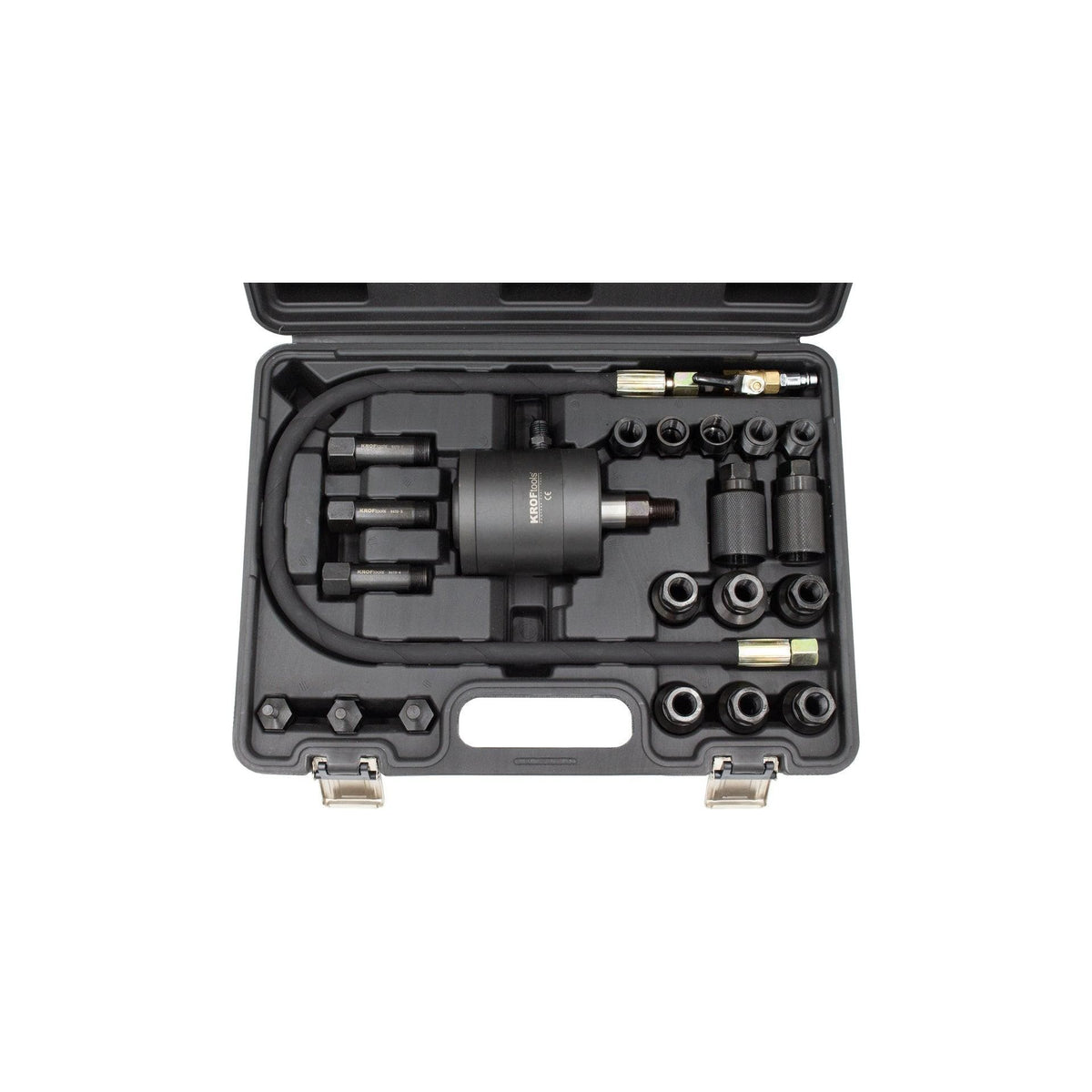 KROFtools 21tlg Diesel Einspritzdüsen Abzieher Pneumatischer Injektor Abzieher - Adapter Bosch Delphi Denso Siemens. Zum Demontieren festsitzender Einspritzdüsen & Glühkerzen. - toprools.com TP Profishop GmbH