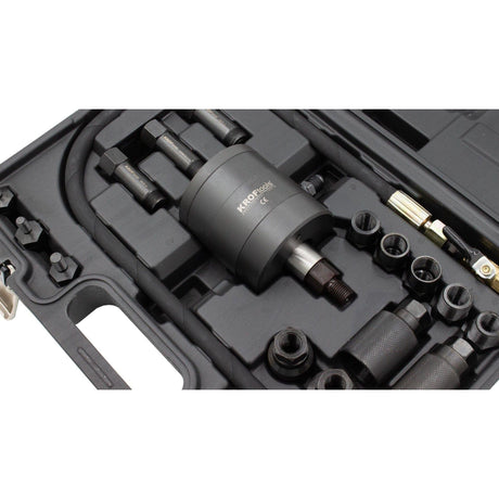 KROFtools 21tlg Diesel Einspritzdüsen Abzieher Pneumatischer Injektor Abzieher - Adapter Bosch Delphi Denso Siemens. Zum Demontieren festsitzender Einspritzdüsen & Glühkerzen. - toprools.com TP Profishop GmbH