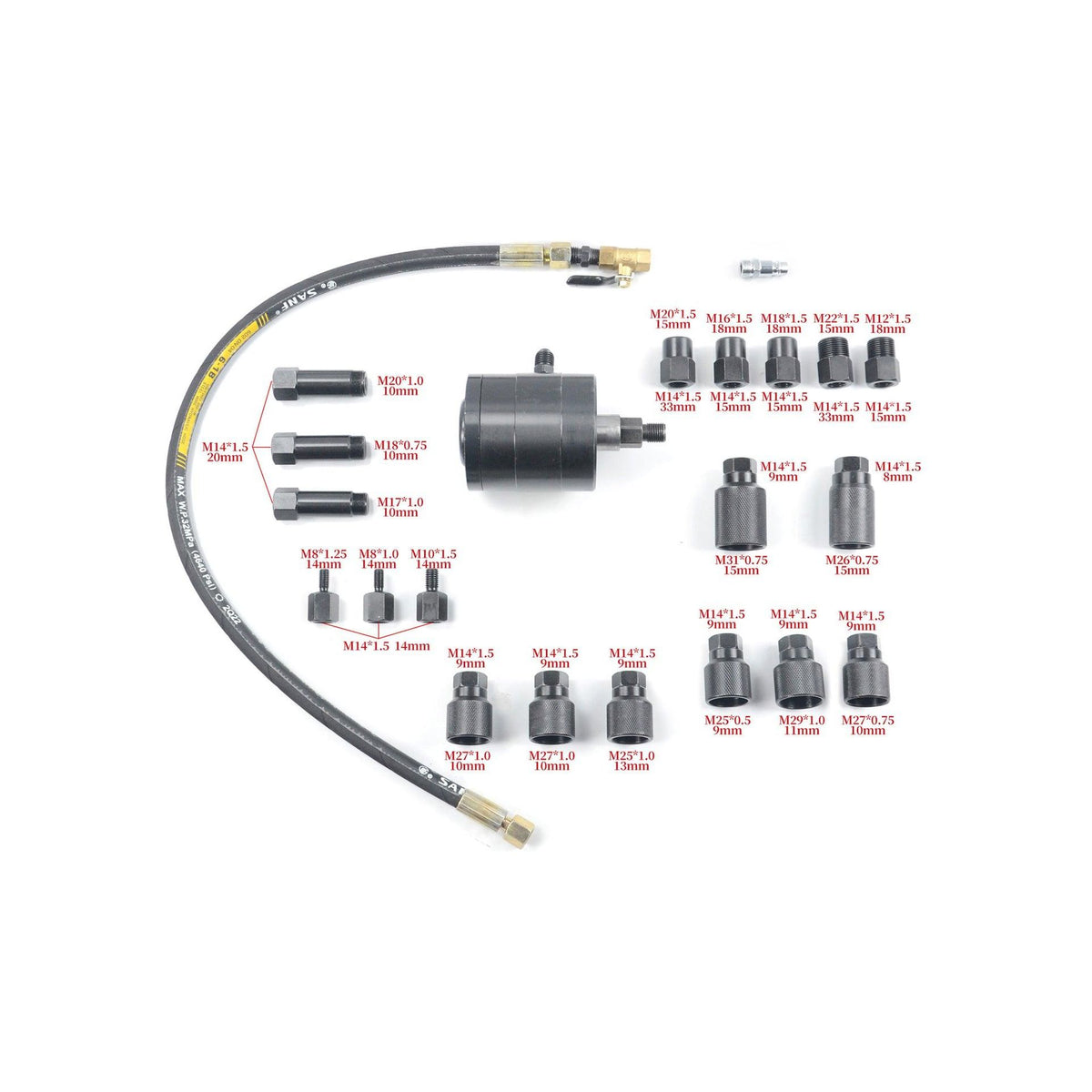 KROFtools 21tlg Diesel Einspritzdüsen Abzieher Pneumatischer Injektor Abzieher - Adapter Bosch Delphi Denso Siemens. Zum Demontieren festsitzender Einspritzdüsen & Glühkerzen. - toprools.com TP Profishop GmbH