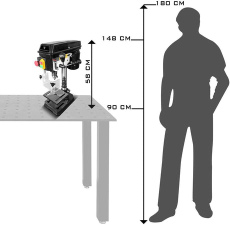 STAHLWERK Säulenbohrmaschine BD-350 ST B16 – 350 W, 13 mm Bohrdurchmesser, stufenlose Höhenverstellung