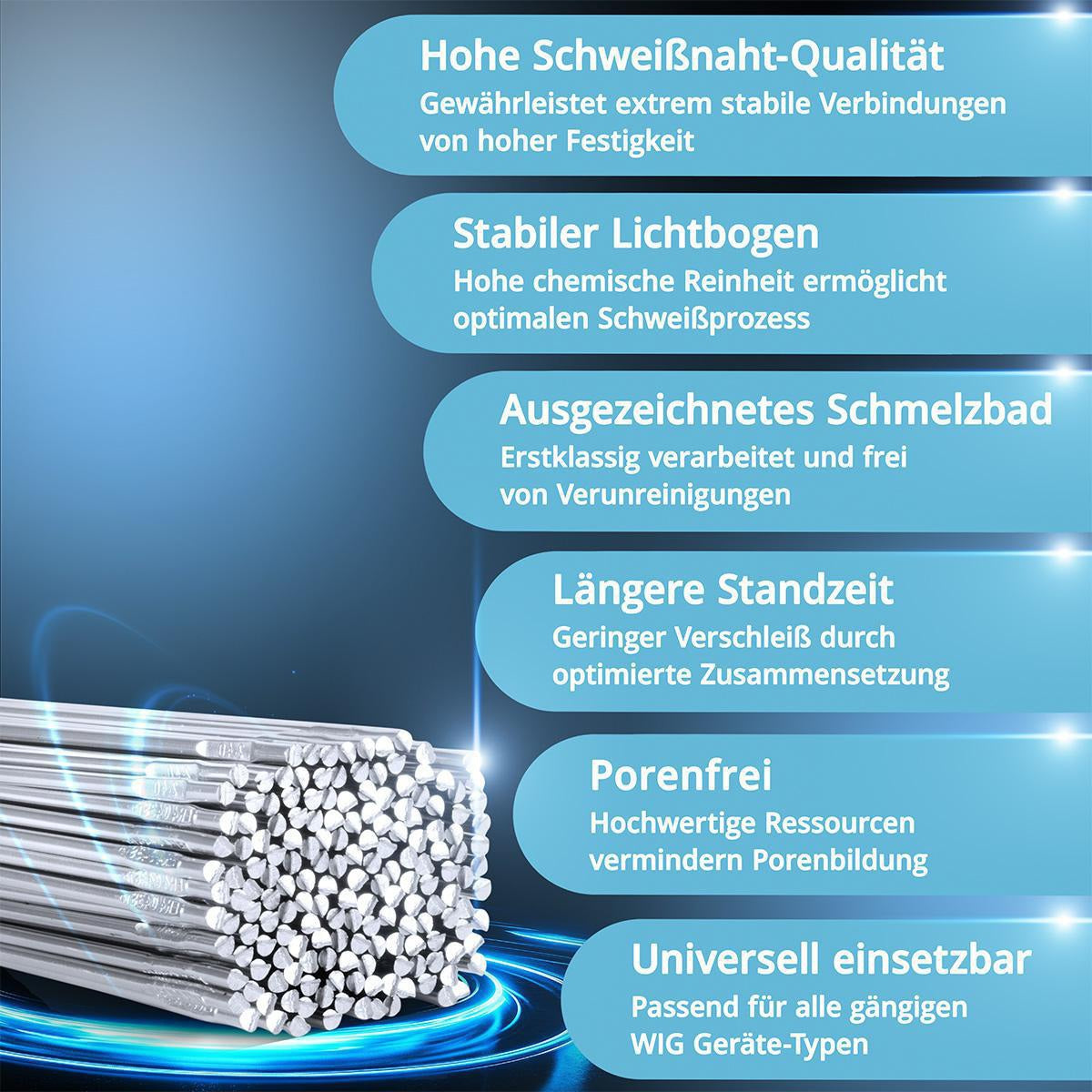 STAHLWERK WIG Schweißstäbe ER4043Si5 Aluminium ø 2,4 mm x 500 mm – 1 kg