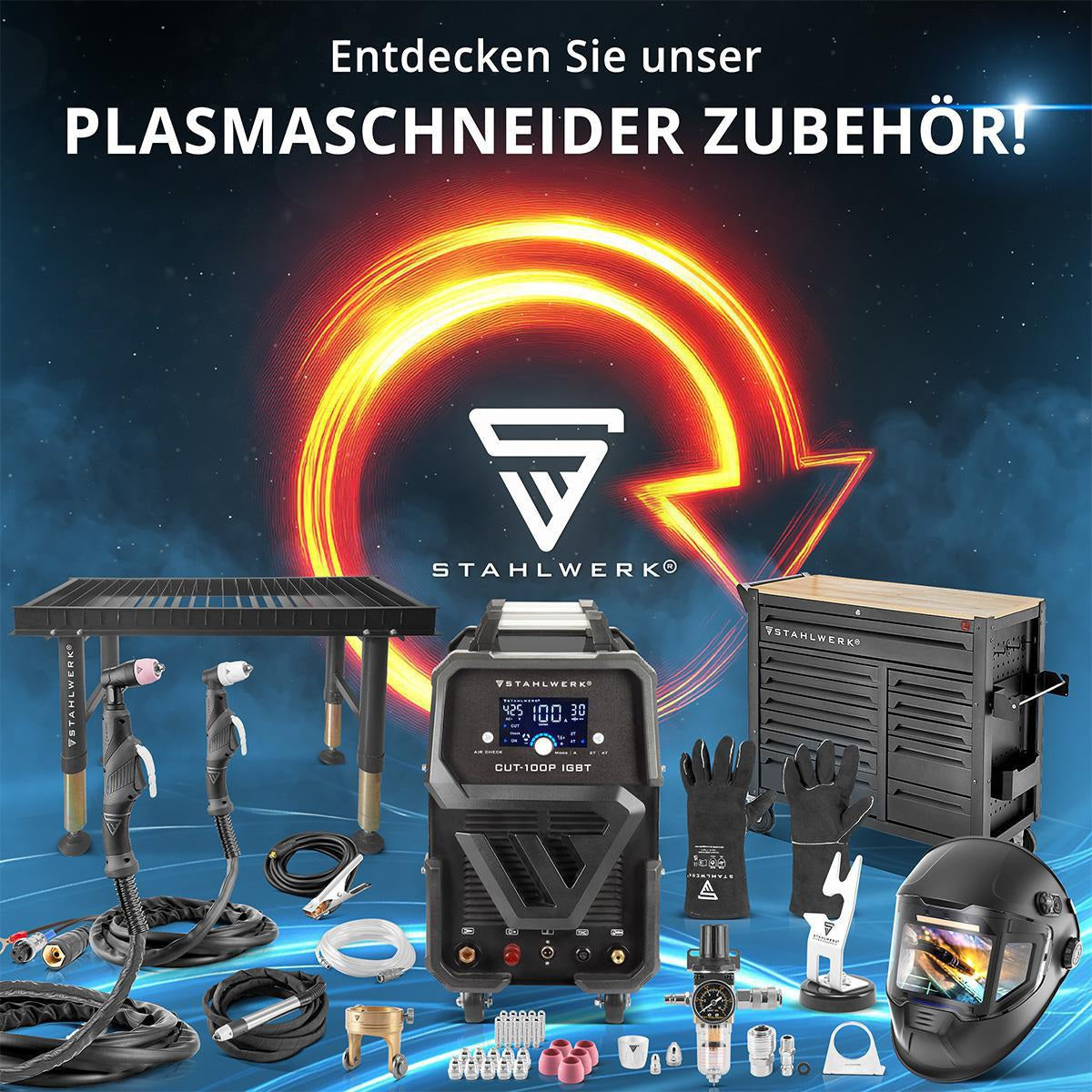 STAHLWERK Plasmaschneidinverter CUT 50 P mit Zubehör – 15–45 A, HF-Pilotzündung, bis 15 mm Baustahl