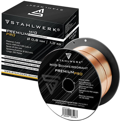 STAHLWERK Schweißdraht CuSi 0,8 mm 1 kg – MIG-Lot für Kupfer, Messing, Edelstahl & verzinkte Bleche