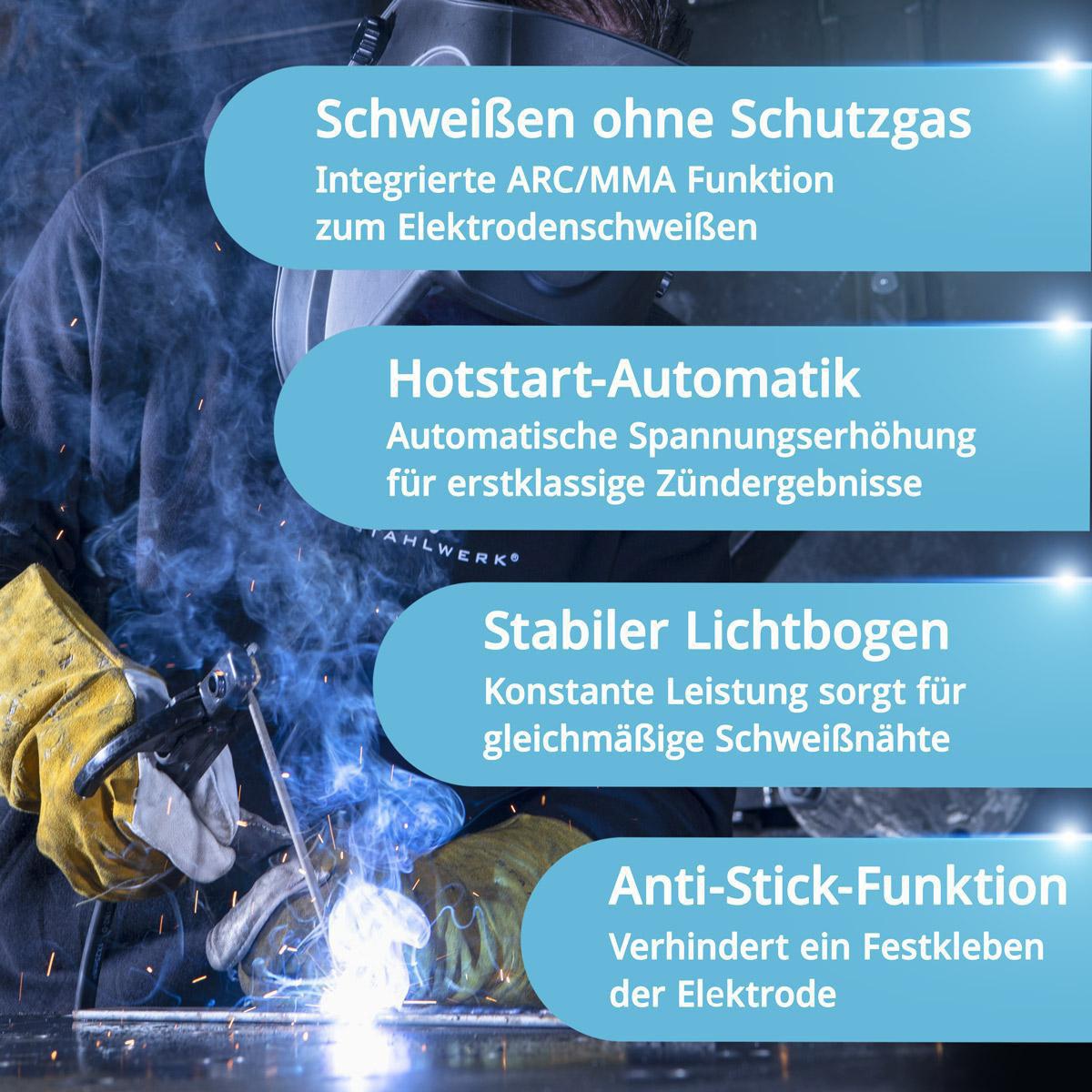 STAHLWERK Fülldrahtschweißgerät Mini FLUX 120 ST Digital mit Zubehör 20-120 A