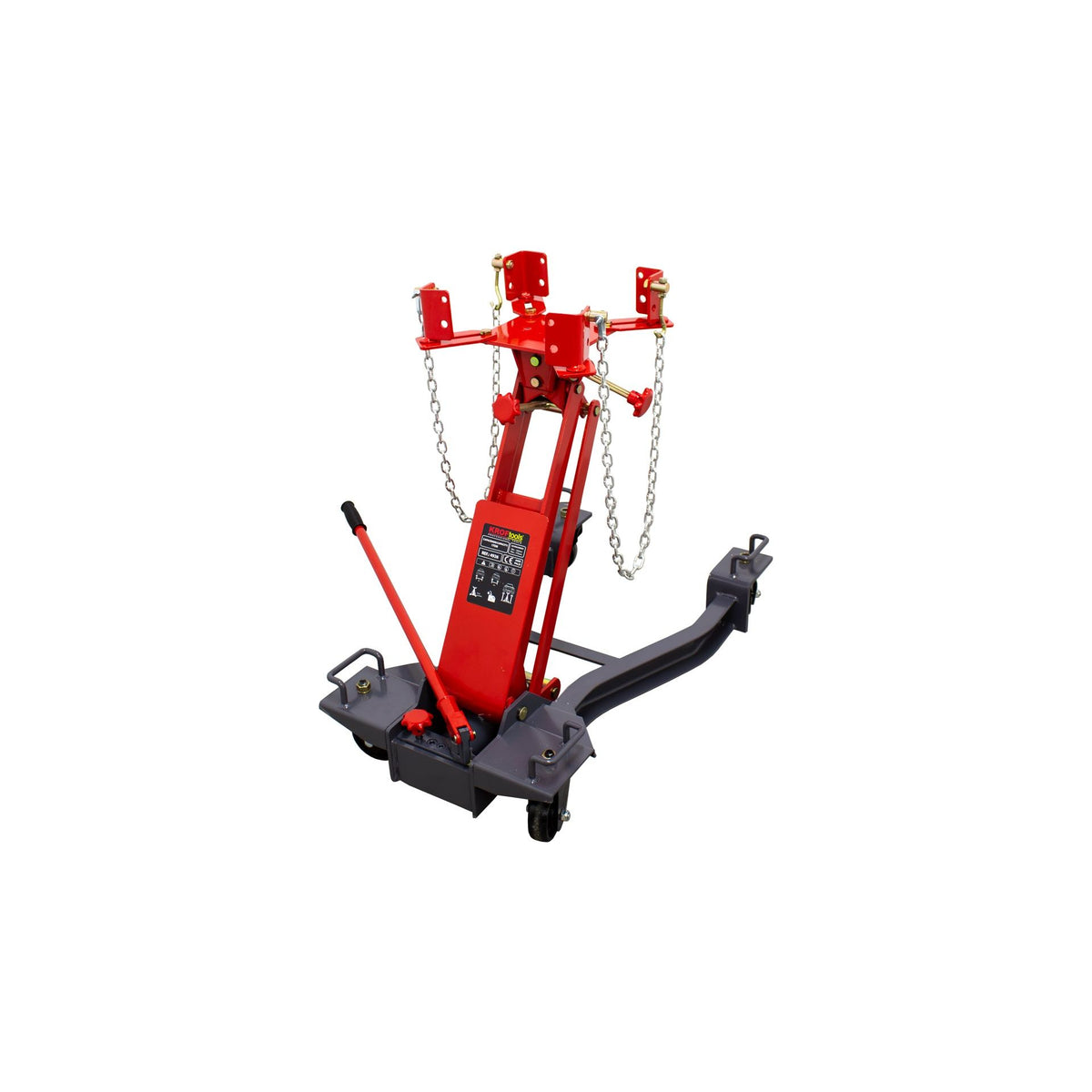 KROFtools 1000 kg Hydraulischer Getriebeheber mit verstellbarer Aufnahmeplatte für Getriebe & Motoren, 19–77 cm Hubhöhe, robust mobil - 4926