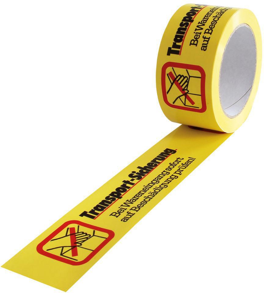 TRANSPAK Kennzeichnungsband 50mm x 66m gelb/schwarz PVC – Warnband nach DIN 4818