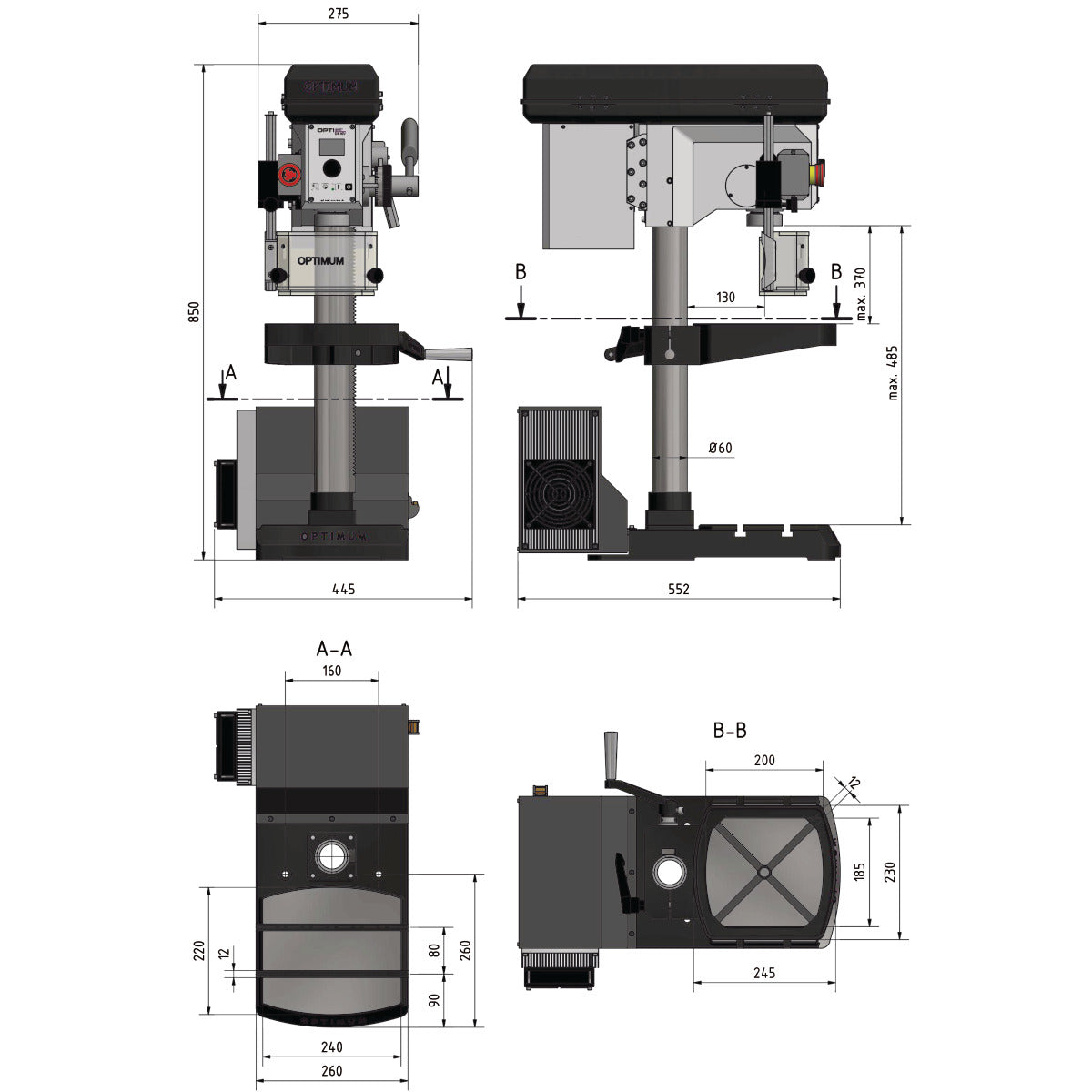 Optimum Tischbohrmaschine OPTIdrill DH 18V Set - SM-3020220SET