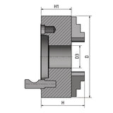Optimum BISON Vierbacken-Drehfutter Guss Camlock, zentrisch spannend Ø 200 mm DIN ISO 702-2 Nr. 5 - Art. 3450365