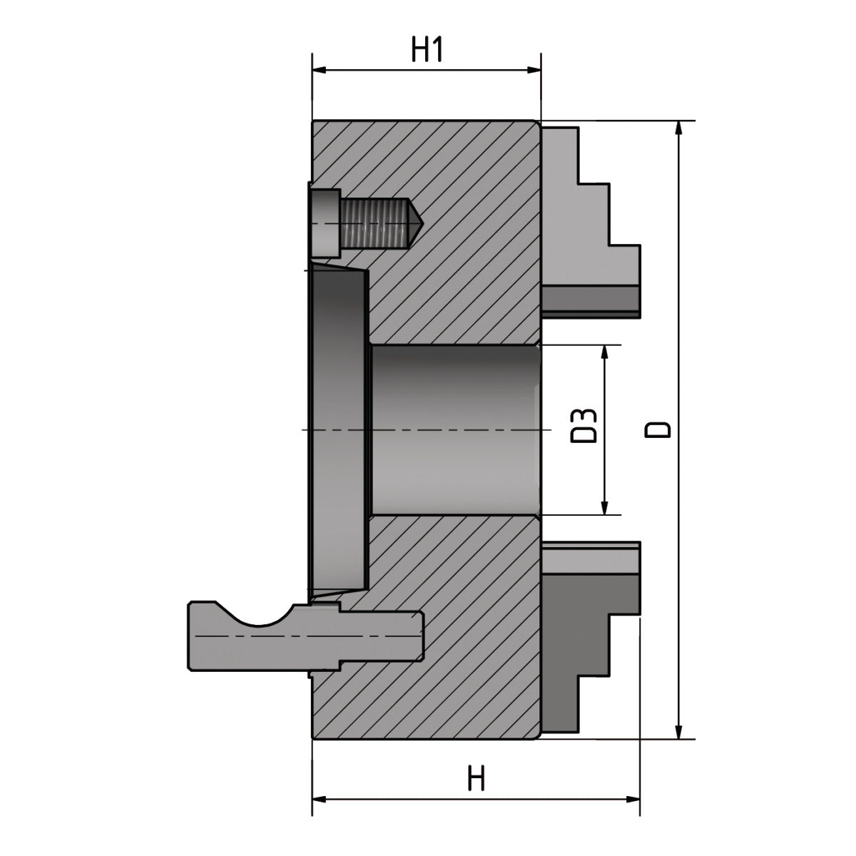 Optimum BISON Vierbacken-Drehfutter Guss Camlock, zentrisch spannend Ø 400 mm DIN ISO 702-2 Nr. 8 - Art. 3450390