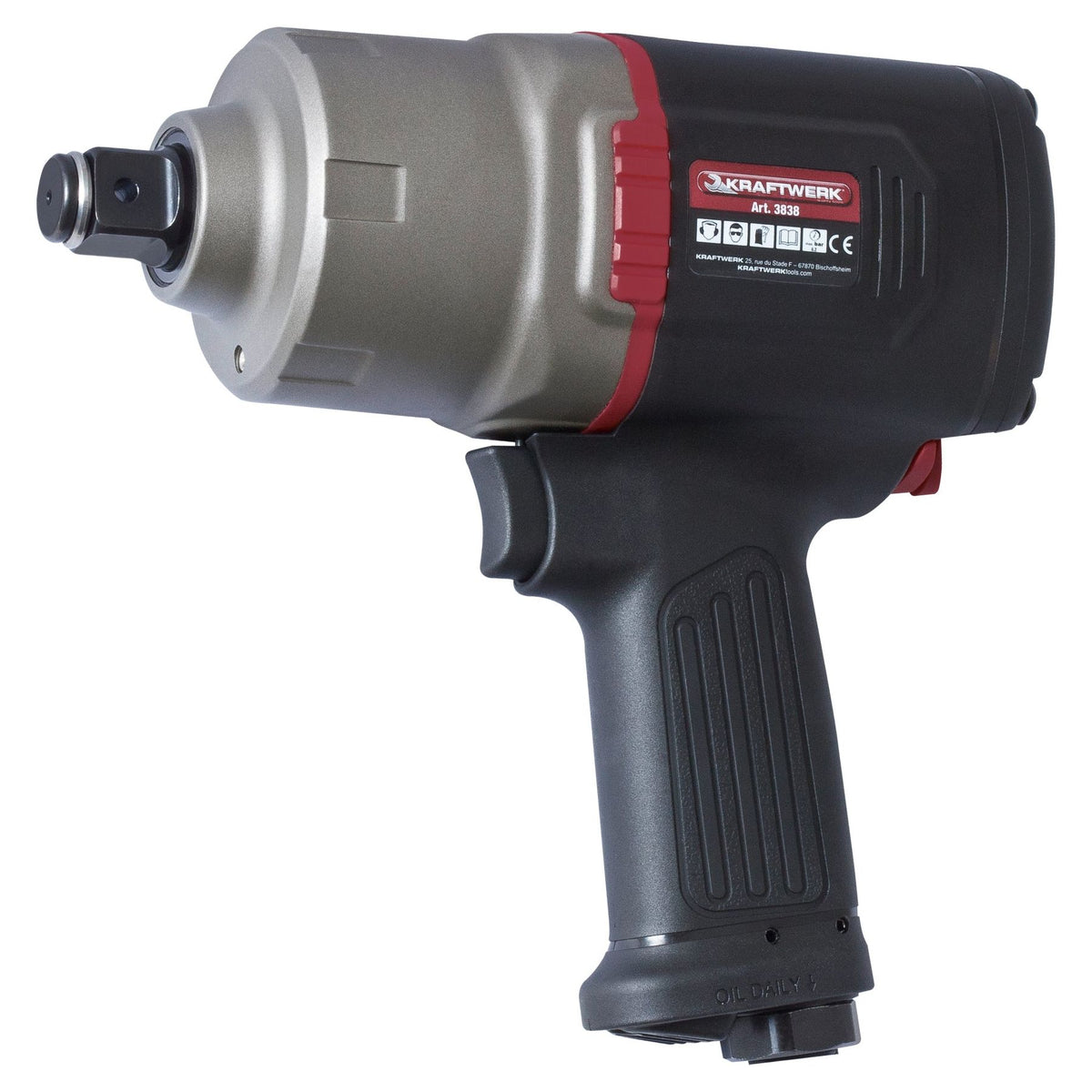 KRAFTWERK Industrie-Druckluft-Schlagschrauber 3838 – 1/2", 1.220 Nm, Aluminiumgehäuse, Doppel-Hammer-System - KW-3838
