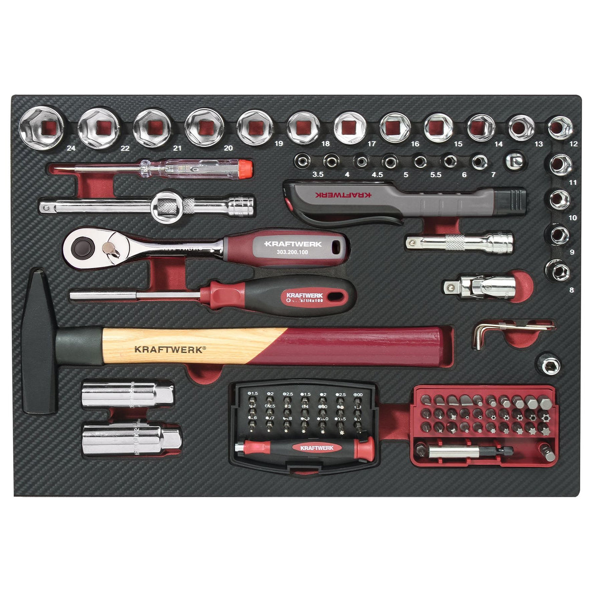 KRAFTWERK AluPro Werkzeugkoffer 3946 | 151-tlg. mit ergokraft Umschaltknarre & Bit-Sortiment – - KW-3946