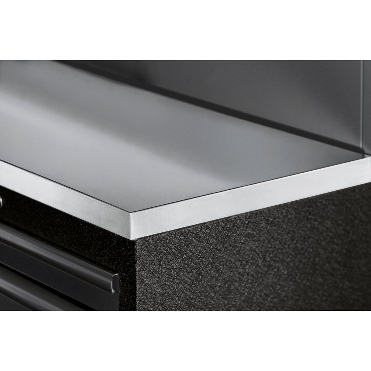 KRAFTWERK 3964E-BLK-IX MOBILIO Ecklösung – 8-Element-Werkstattwand mit Inox-Arbeitsplatte & Rolladenschränken - KW-3964E-BLK-IX