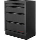 KRAFTWERK MOBILIO 8-Element-Werkstatt-Schranksystem – Ecklösung mit Multiplex-Arbeitsplatten und Lochwänden (Länge 3819 / 2824 mm) - KW-3964E-BLK