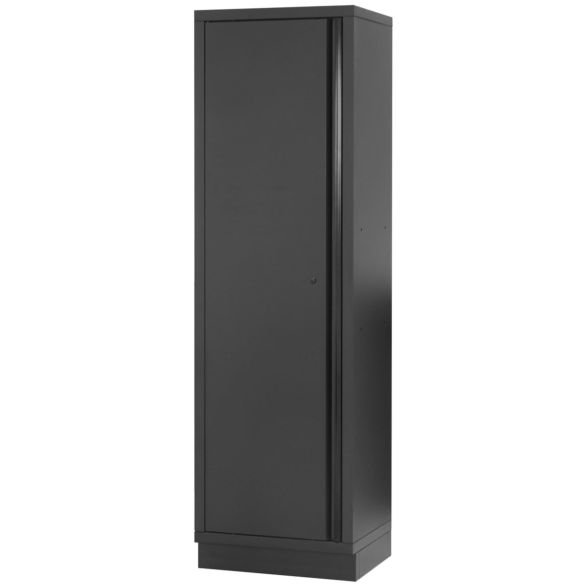 KRAFTWERK 6-Element-Schrankwand mit Vierkantlochwand, INOX-Arbeitsplatte – Länge 3920 mm - KW-3964F-BLK-IX