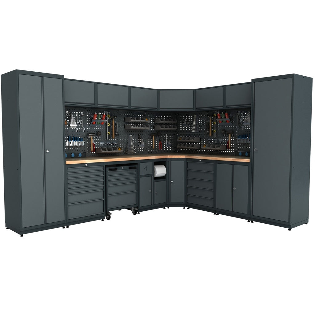 Bullram Werkstatteinrichtung Set Expert Serie - Werkstattmodul 4 Profi KFZ Werkbank – BGMOD4