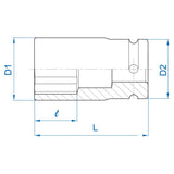 KING TONY Profi-Werkzeuge - Kraft-Steckschlüssel Metrisch 3/4" (19,05mm) Lange, dünne Wand 17 mm 683517M