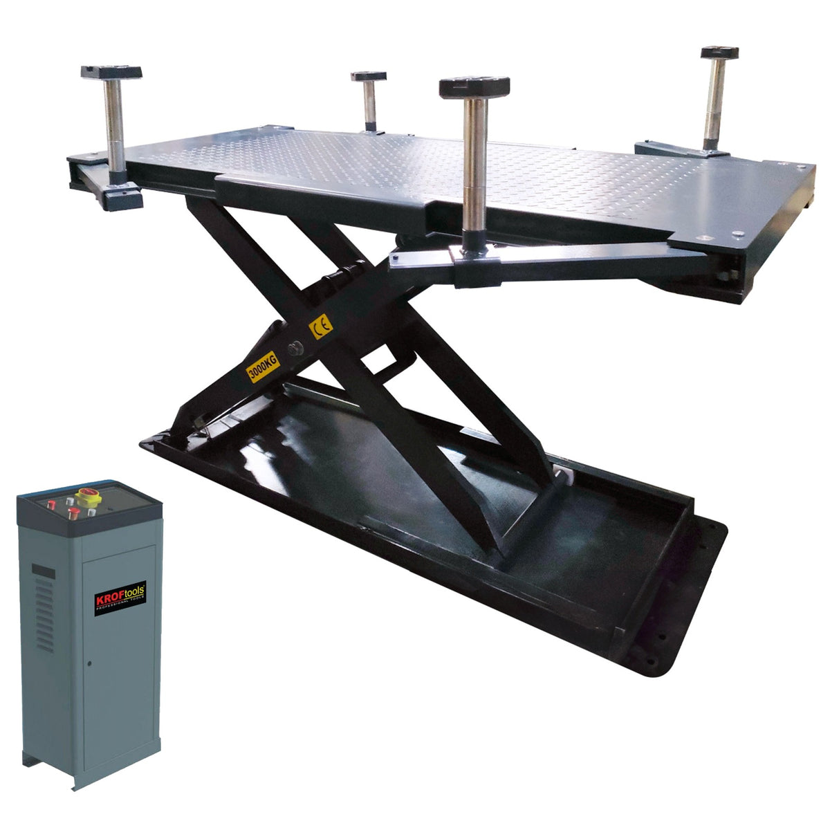 KROFtools 3.000kg Scheren-Hubtisch mit Einfach-Schere, Universal elektrisch Hubtisch, 3to Scherenhebebühne 400V - 9819