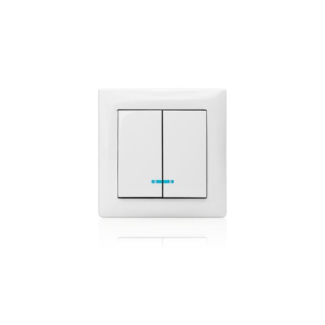 ASLO 2-Gang 2-Wege-Schalter mit LED-Anzeige M2020 10A-250V Aluminium ASE202096ALC