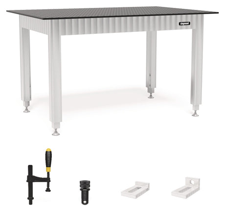 SIEGMUND Schweiß- & Spanntisch L1500xB1000xH800mm mit höhenverstellbarem Gestell