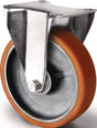TECWERK Schwerlastbockrolle 125 mm, 700 kg, Guß-Polyurethan, verzinkt, mit Anschraubplatte