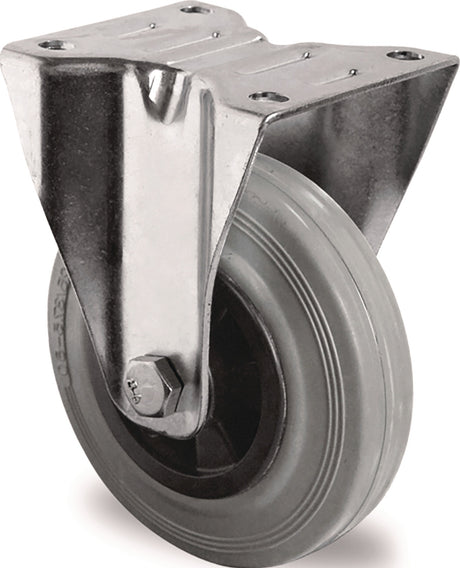 TECWERK Bockrolle 160 mm Vollgummi Polypropylen Rollenlager 135 kg mit Anschraubplatte