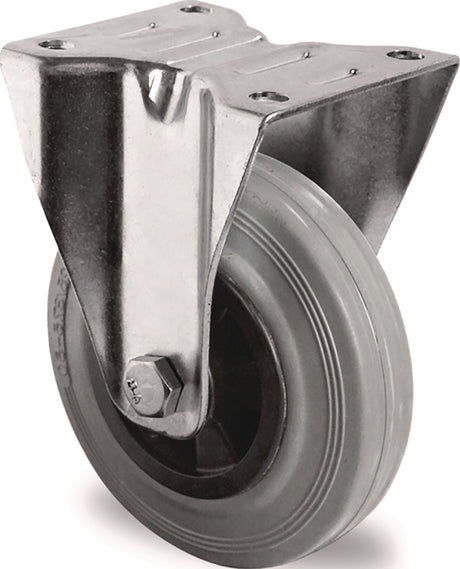 TECWERK Bockrolle 80 mm Vollgummi Rollenlager 70 kg mit Anschraubplatte