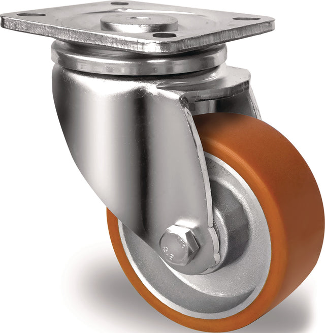 TECWERK Lenkrolle 100 mm Polyurethan, Tragfähigkeit 250 kg, mit Anschraubplatte