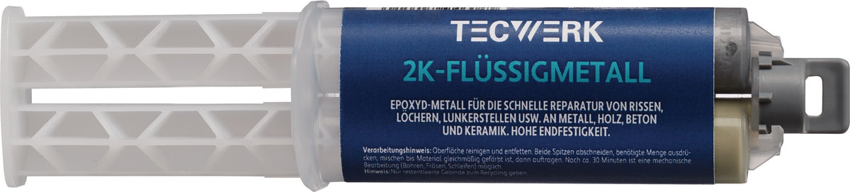 TECWERK 2K-Epoxidflüssigmetall 25g Doppelspritze – Repariert Metall, Holz, Glas & Keramik