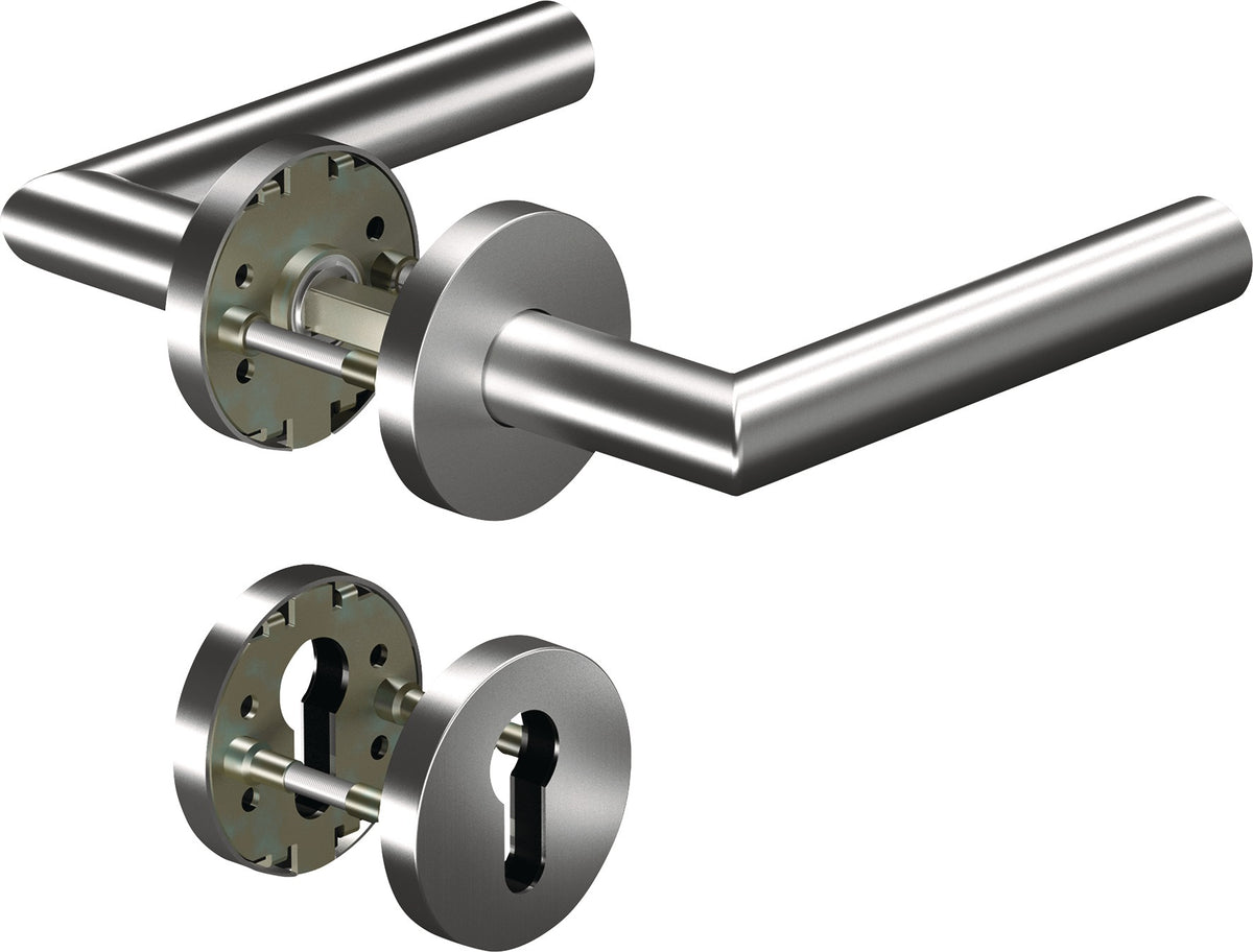 OGRO Feuerschutzgarnitur 8906/6501/6612 Alu für Türstärke 38-63 mm, PZ rund, DIN links/rechts