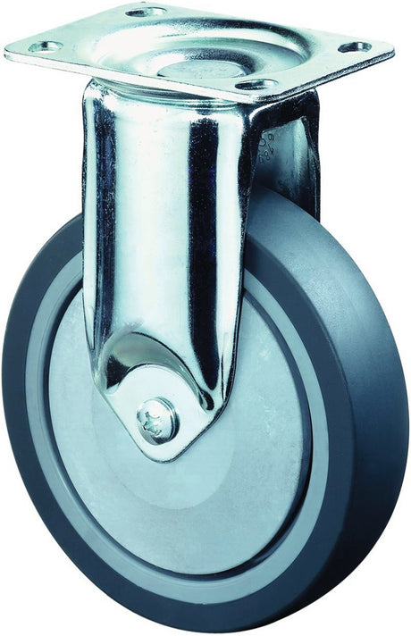 BS ROLLEN Bockrolle 100 mm Vollgummi grau 80 kg mit Anschraubplatte