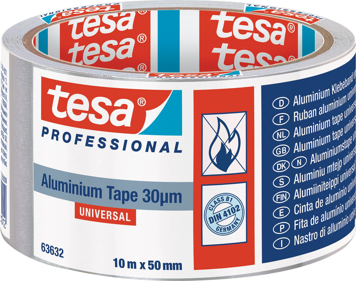 tesa Aluminiumklebeband Universal 63632 mit Liner, 50 mm x 10 m, 6 Rollen