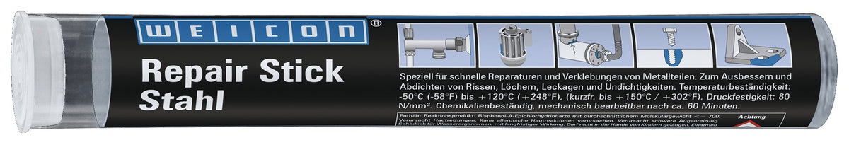 WEICON Repair Stick Stahl dunkelgrau 115g – Stahlgefüllter 2K-Reparaturkleber