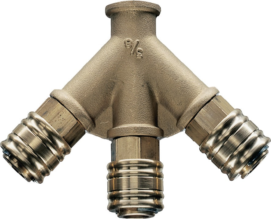 EWO Druckluftverteiler G 3/8 Zoll DN 7,2 mit 3 Kupplungen und Innengewinde