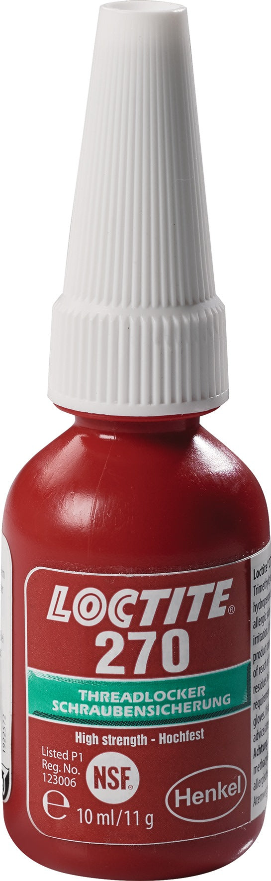 LOCTITE Schraubensicherung 270 – Hochfest, niedrigviskos, grün, 10 ml Flasche, NSF P1