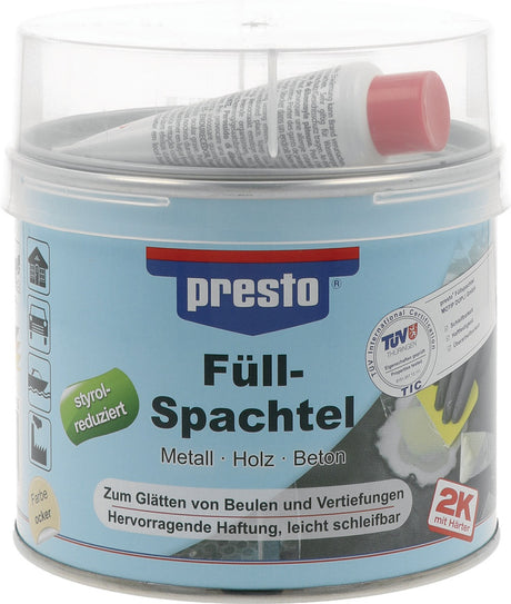 PRESTO 2K-Füllspachtel ocker mit Härter rot 250g Dose – 6 Stück