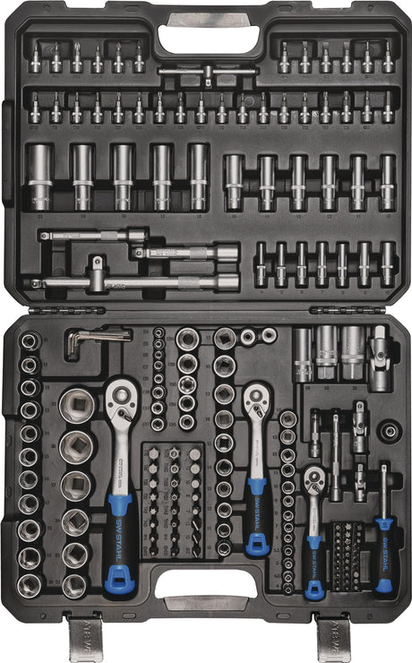 SW-Stahl Steckschlüssel-Satz 184-teilig 1/4 + 3/8 + 1/2 Zoll SW 4-32 mm