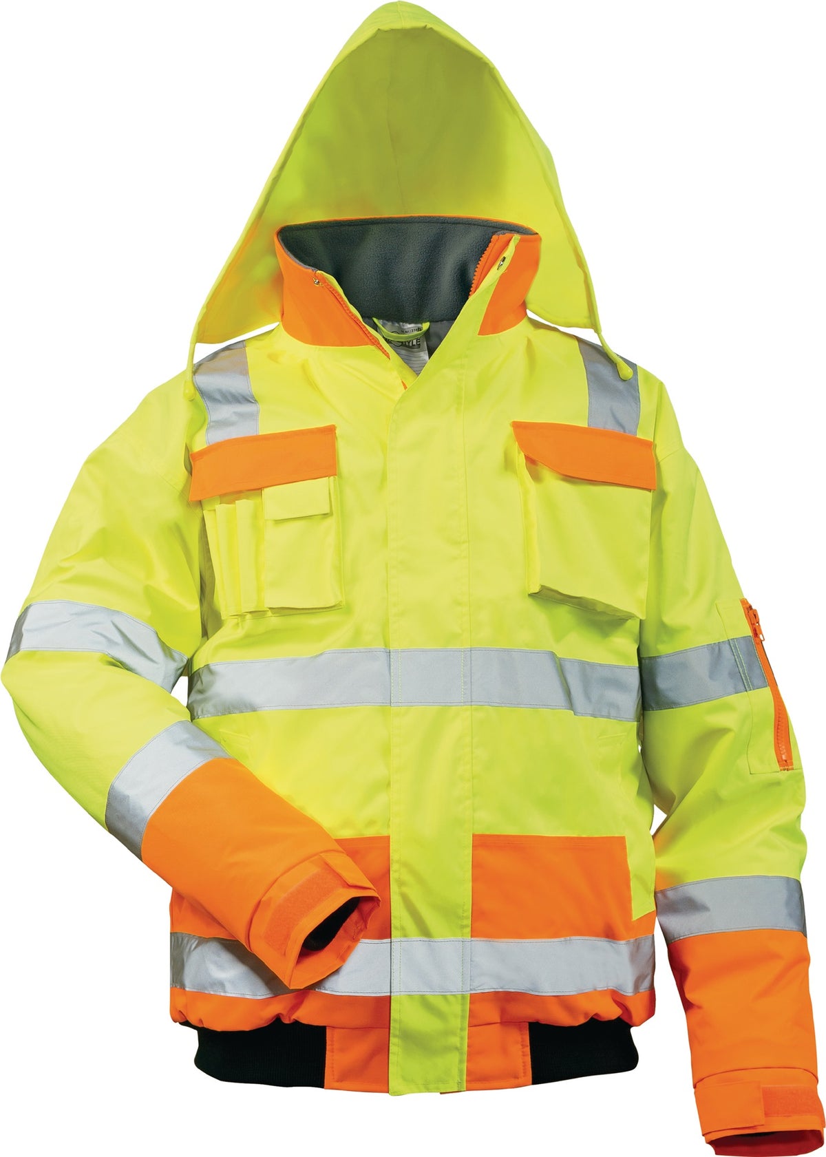 SAFESTYLE Warnschutz-Pilotenjacke Mats, gelb/orange, EN ISO 20471 Kl. 3, wasserdicht, Größe S