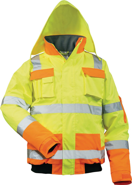 SAFESTYLE Warnschutz-Pilotenjacke Mats, gelb/orange, EN ISO 20471 Kl. 3, wasserdicht, Größe S