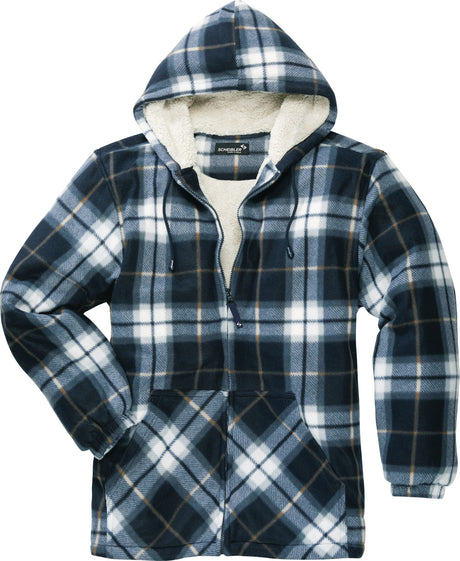 SCHEIBLER Thermojacke Vancouver Gr. M blau/beige-kariert – Fleece mit Kapuze