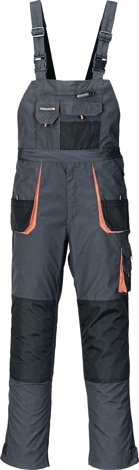 Herrenlatzhose TERRATREND Gr.48 dunkelgrau/schwarz/orange – strapazierfähig mit 10 Taschen