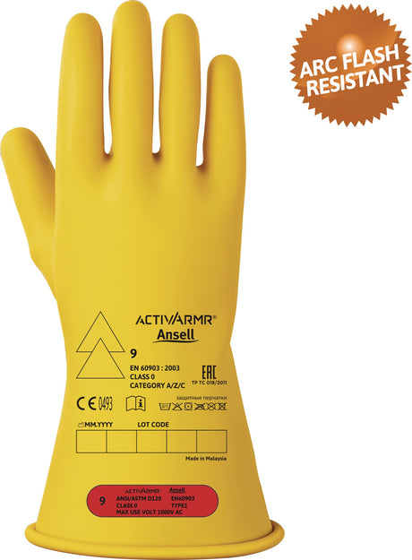 Elektrikerschutzhandschuh ActivArmr® RIG011Y Gr.8 gelb von Ansell – Isolierhandschuh bis 1000 V