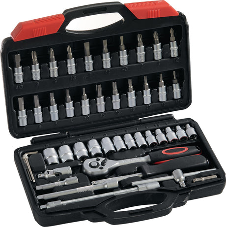NOW Steckschlüsselsatz 45-teilig 1/4″ SW 4–14 mm, 72 Zähne, 6-Kant, Chrom-Vanadium