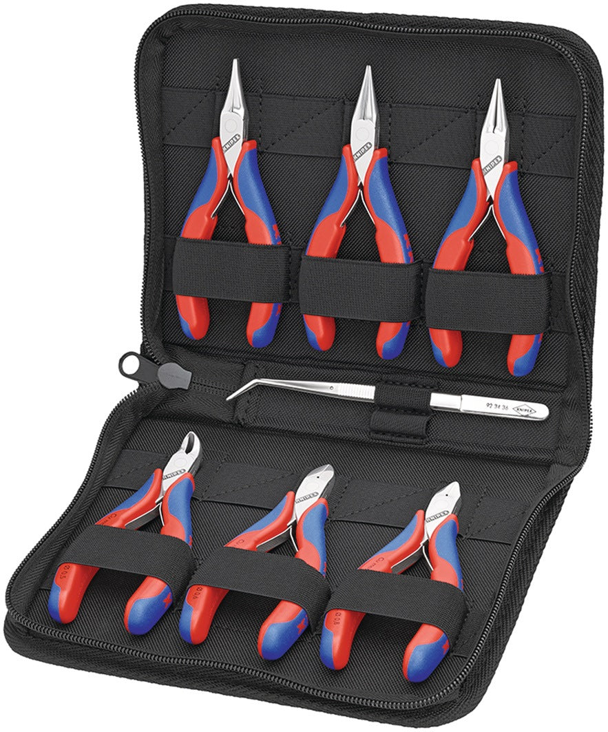 KNIPEX Elektronikzangensatz 7-teilig – 6 Zangen & Präzisionspinzette im Etui